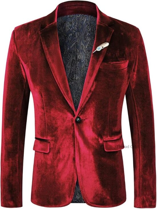 Other - Slim Fit Velvet Blazer for Men One Button Tuxedo Jacket Prom Wedding Dinner
